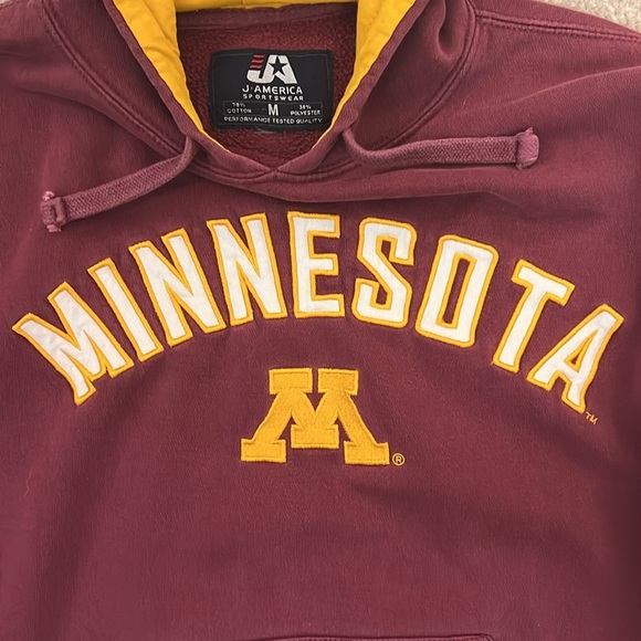 Vintage Minnesota Gophers Hoodie Pullover Embroidered Red/Gold J America Medium - Picture 3 of 8